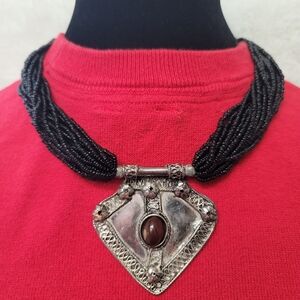 Tribal, Artisan-Made,One Of A Kind,Necklace With Carnelian & Seed Beads - 18.5"